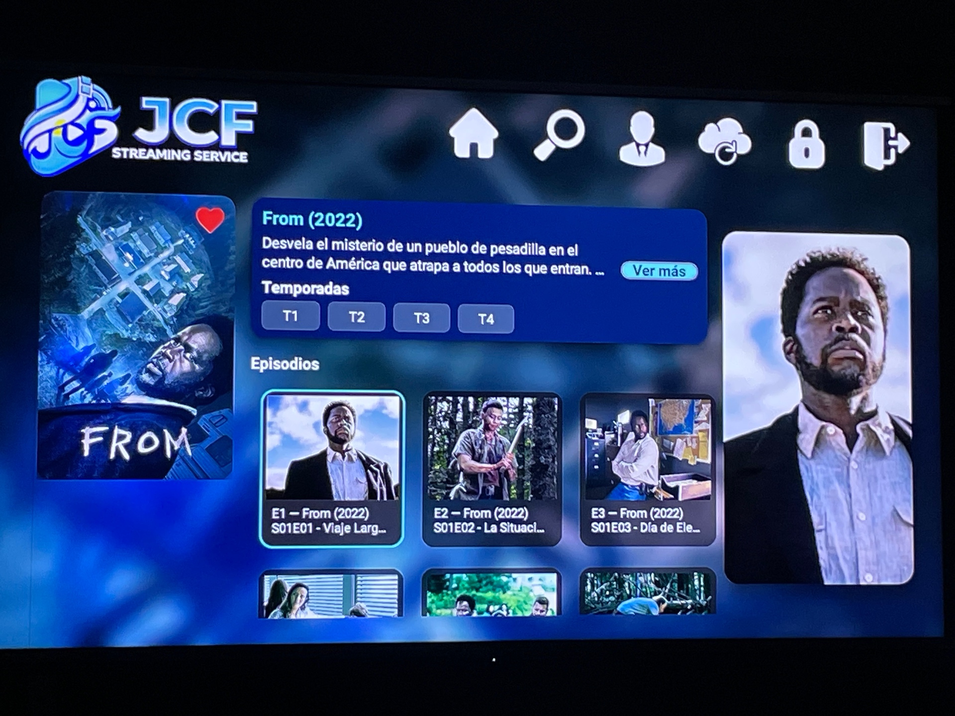 Interfaz de JCF Streaming — Estrenos recientes